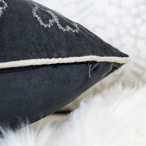 English Elm Gray Velvet Holiday Throw Pillow 20X20 With Elegant Silver Snowflake Design For Festive Comfort B357P361374