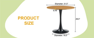 English Elm Round Faux Marble Tulip Pedestal Dining Table Mid Century Modern for Small Bistro Spaces Black,Wood W2920P405350