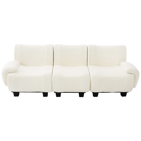 English Elm Oversized Chenille Chaise Lounge Deep Seat Sculptural Armrests Modern Living Room Retreat N763P326131A