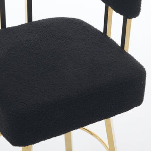 English Elm Ts Teddy Fleece Accent Chair Set of Two with Gold Square Legs for Glam Modern Spaces Black+Gold W2311P412749