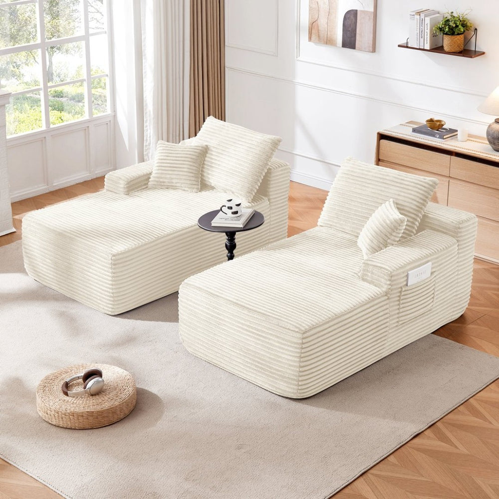 English Elm 75"cloud Plush Fabric Double Chaise Sectional Deep Seat Sofa for Modern Living Room W3975S00056
