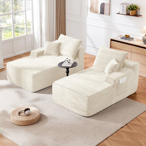 English Elm 75"cloud Plush Fabric Double Chaise Sectional Deep Seat Sofa for Modern Living Room W3975S00056