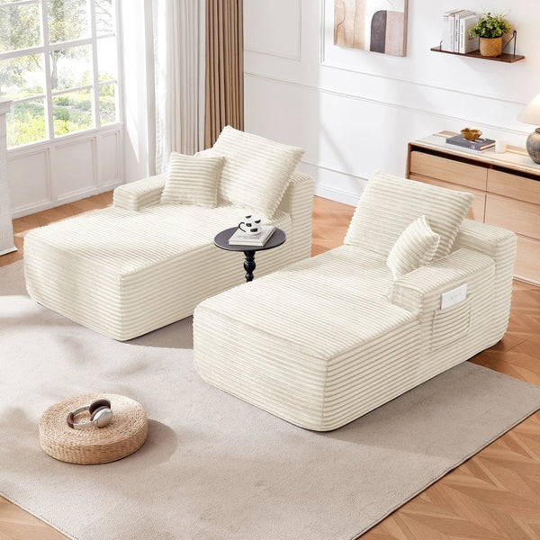 English Elm 75"cloud Plush Fabric Double Chaise Sectional Deep Seat Sofa for Modern Living Room W3975S00056