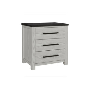 English Elm Avery Solid Wood Beige Nightstand with Dark Top, 3 Spacious Drawers, Block Feet, Sturdy Construction B201P390586