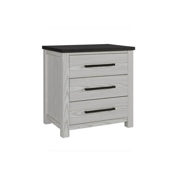 English Elm Avery Solid Wood Beige Nightstand with Dark Top, 3 Spacious Drawers, Block Feet, Sturdy Construction B201P390586
