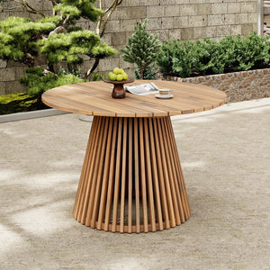 English Elm Christopher Knight Home® - Outdoor Acacia Wood Round Dining Table – 47.25-Inch, Stylish Light Teak For Patios & Balconies N770P313798L