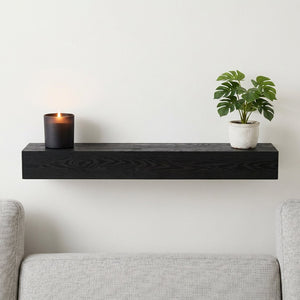 English Elm 48'' Solid Western Red Cedar Floating Mantel Shelf Rustic Farmhouse Wall Display W2640P358910