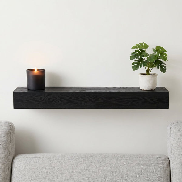 English Elm 48'' Solid Western Red Cedar Floating Mantel Shelf Rustic Farmhouse Wall Display W2640P358910