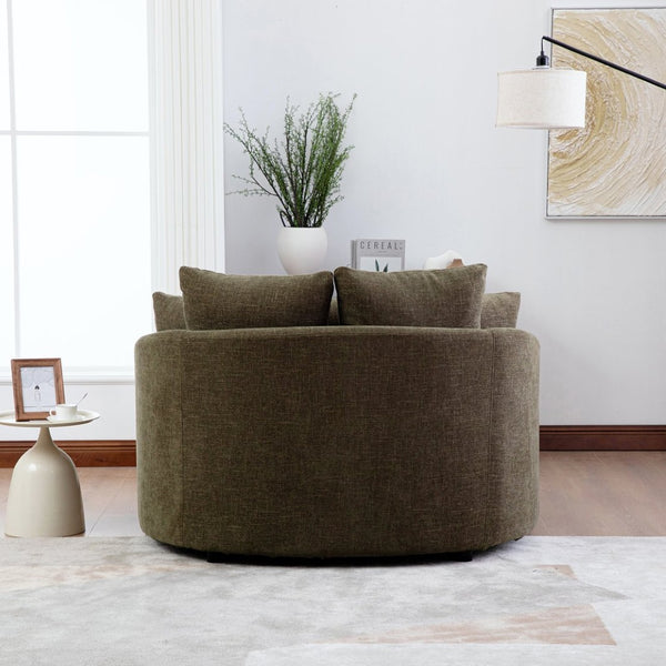 English Elm 56.3'' Oversized Barrel Lounger Chenille Cuddle Chair with Pocket Spring Deep Seat Green W3118S00037