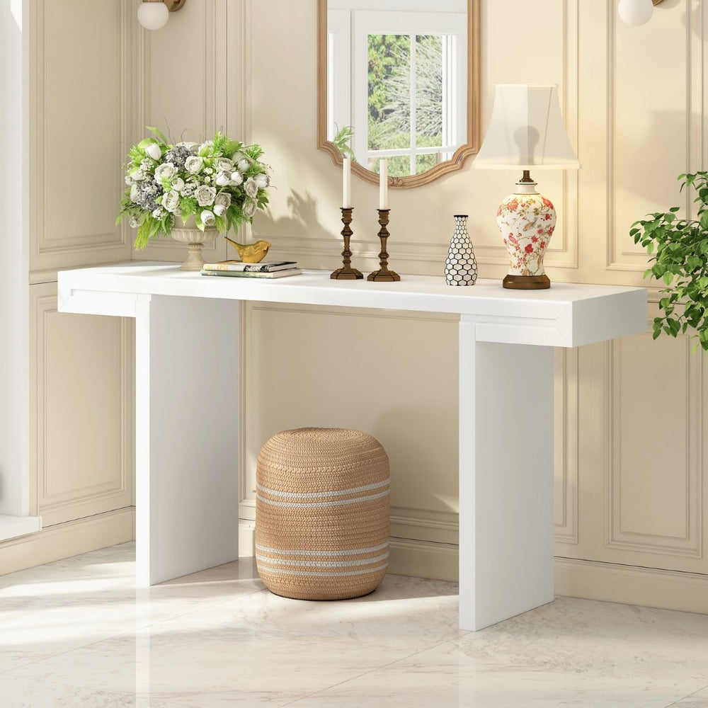 English Elm U-style 60 Inch Geometric Console Table Painted Mdf Foyer Entryway Living Room N711P303209K