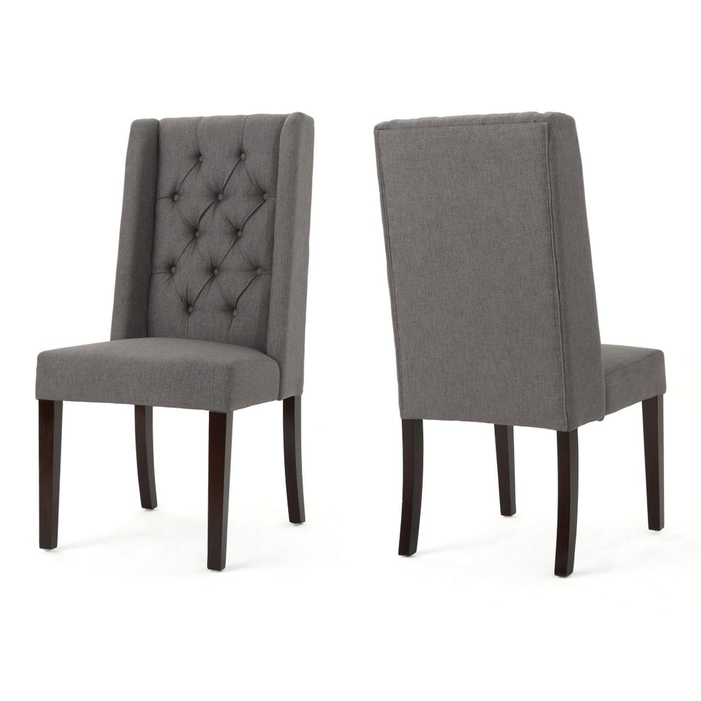 English Elm Dining Chair Set of Two Wingback Button Tufted High Back Birch Leg Upholstered 61539.00