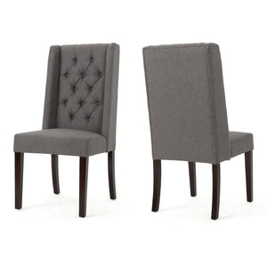 English Elm Dining Chair Set of Two Wingback Button Tufted High Back Birch Leg Upholstered 61539.00