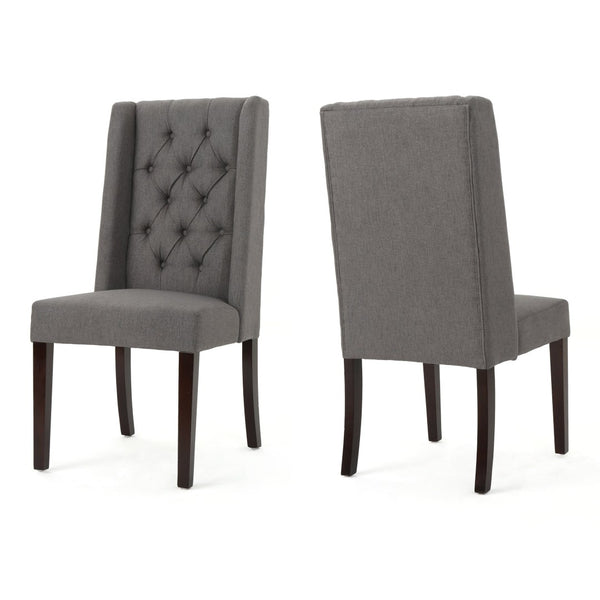 English Elm Dining Chair Set of Two Wingback Button Tufted High Back Birch Leg Upholstered 61539.00