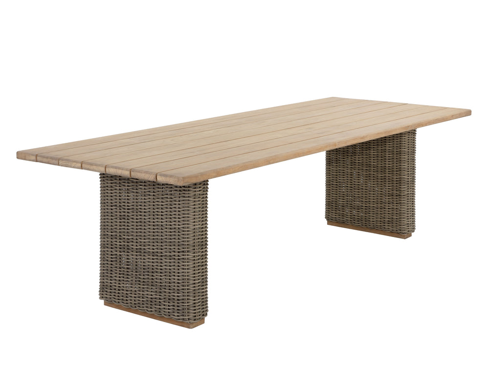 Sunpan Riviera Dining Table - Stylish Teak Wood Design with Tropical Flair for Outdoor Gatherings and More Rectangular - 108W x 40D x 30.25H