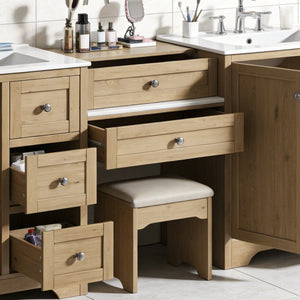 English Elm 84" Double Sink Vanity with Stone Countertop Six Soft Close Drawers and Silver Knobs Wood N817P404196B