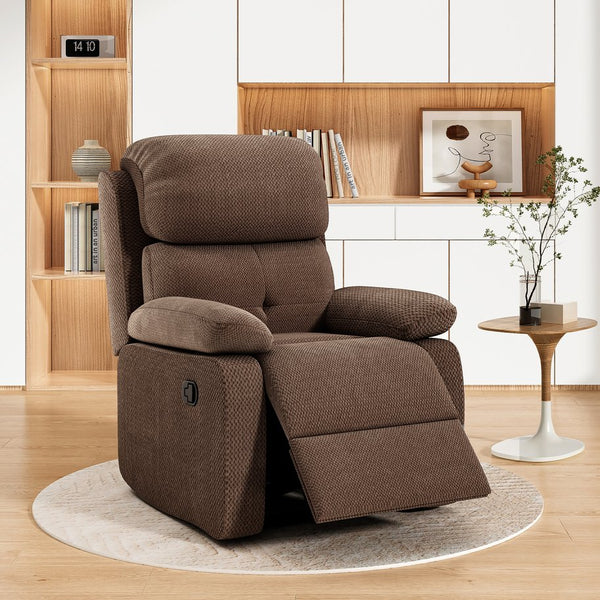 English Elm Small Recliner Chair with Padded Cushioning and Acacia Wood Frame, Easy Assembly, 330lb Capacity Chocolate T3623P408680