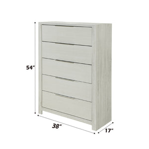 English Elm Jehoram Five Drawer Chest Neutral Beige Rubberwood Build for Bedroom Storage B2756P506264
