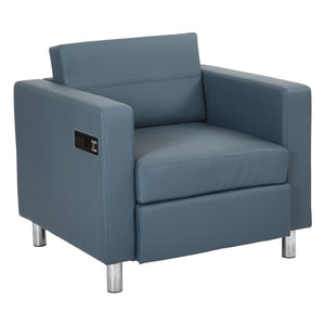 OSP Home Furnishings Atlantic Lounge Chair with Built-in Ac Outlet and Usb Port for Modern Living Spaces Blue ATL51-R105