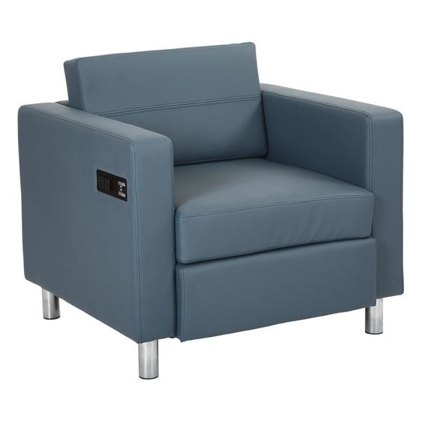 OSP Home Furnishings Atlantic Lounge Chair with Built-in Ac Outlet and Usb Port for Modern Living Spaces Blue ATL51-R105