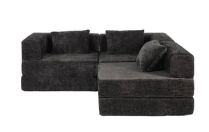 English Elm Compression Convertible Floor Sofa Bed – Versatile Modular Chenille Sofa For Small Spaces & Guests W3723S00015