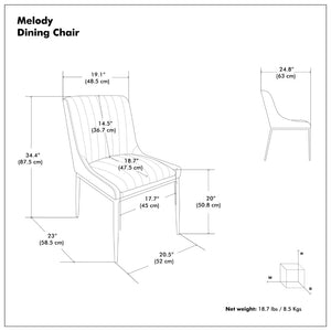 English Elm Melody Vegan Leather Dining Chairs Channel Tufted with Black Steel Frame Set of 2 B136P266938