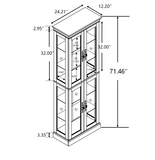 English Elm Lighted Glass Curio Display Cabinet,Display Cabinet,Glass Storage Cabinet Glass Wine Cabinet Wood Frame Toy Display For Living Room, Kitchen, Pantry Light Bulb Included Dark Cherry