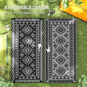 English Elm Outdoor Reversible Polypropylene Rug Geometric Patchwork Design for Patio Camping Rv T3971P421590
