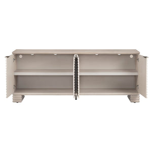 Crestview Collection Transitional Media Sideboard - Elegant Bleached Wood Tv Stand With Hidden Pulls & Storage Solutions Cream Solid Wood Cvfdr1228