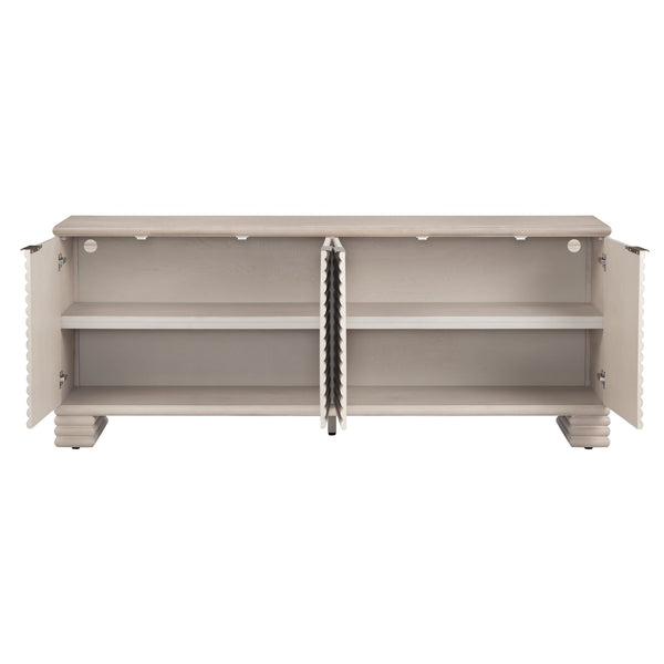 Crestview Collection Transitional Media Sideboard - Elegant Bleached Wood Tv Stand With Hidden Pulls & Storage Solutions Cream Solid Wood Cvfdr1228