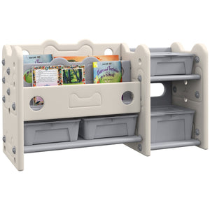 English Elm Qaba Kids Toy Storage Organizer - 2-Tier Unit With 4 Bins & Bookshelves For Playroom & Nursery Fun! W2225P217330-GIGA