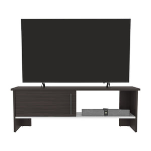 English Elm Tv Stand In Dark Oak - Modern Design With 1 Door & 1 Open Shelf For Organized Entertainment Spaces B097P296876-GIGA