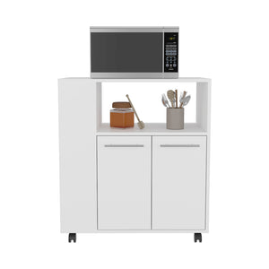 English Elm Bethesda Kitchen Cart White – Durable Engineered Wood, Open Shelf & Double-Door Cabinet for Storage B092P286113