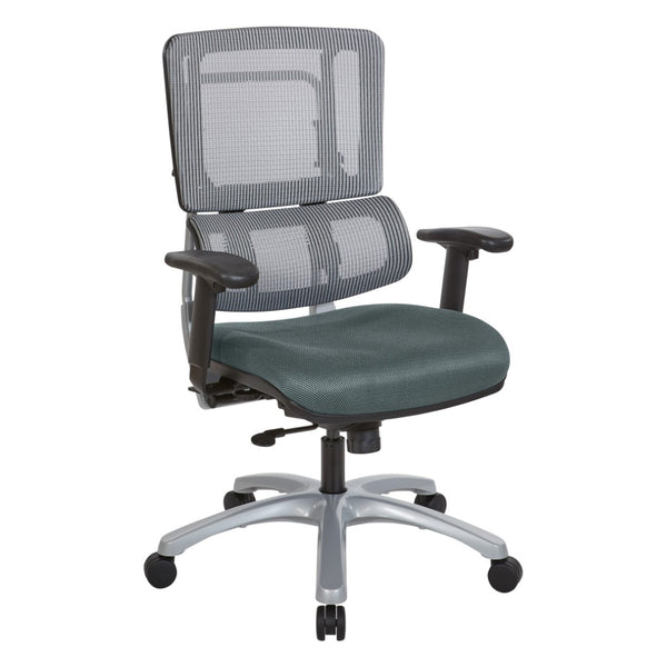 OSP Home Furnishings Vertical Mesh Back Ergonomic Manager Chair with Lumbar Support and Polished Base Silver 99666S-2M