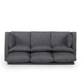 Christopher Knight Home® - Noble House - Roselle Contemporary 3 Seater Fabric Sofa, Charcoal And Espresso