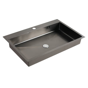English Elm 28" Wall Mounted Bathroom Vanity with Gun-Gray Stainless Sink, Soft-Close Doors, Plywood, Oak Finish, KD W999P376889