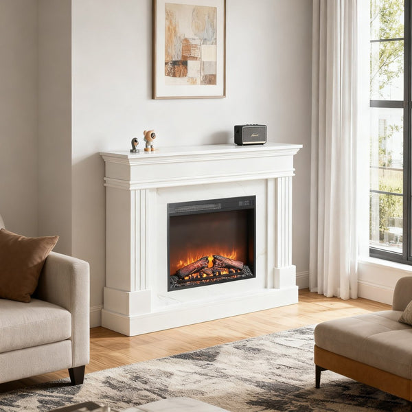 English Elm 44" Electric Fireplace Mantel with 3d Flame Led Insert for Living or Bedroom W1769P356642
