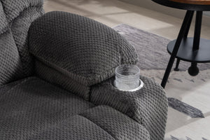 English Elm Ultra Wide Velvet Swivel Lounge Chair with Massage Heating and Powered Lift Assist Grey W547P425986