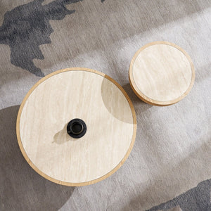 English Elm 19.49 Inch Round Sintered Stone Top Mdf Pedestal Side Table for Modern Living Spaces W876P460753