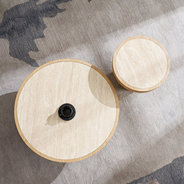 English Elm 19.49 Inch Round Sintered Stone Top Mdf Pedestal Side Table for Modern Living Spaces W876P460753