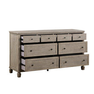 English Elm Gray Oak Marceline 8-Drawer Dresser – Classic Transitional Oak Veneer, Knob Hardware, Spacious Storage B011P210428