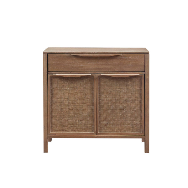 JLA Home Madison Park - Accent Woven Coastal Chest with Cane Door Panels, Reclaimed Wood Finish, Drawer & Lower Shelf — Secure MP130-1036