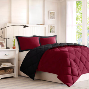 JLA Home Madison Park Essentials - 3M Scotchgard Diamond Quilting Comforter Set — Reversible Microfiber, Down-Alternative Warmth & Stain Control 94 L x 68 W x 1.5H BASI10-0601