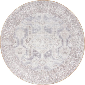 Unique Loom Timeless Paul Machine Made Medallion Rug Gray, Beige/Ivory 7' 7" x 7' 9"