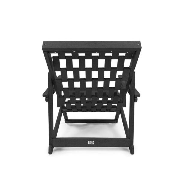 English Elm Pinecrest Outdoor Folding Lounge Chair Recycled Hdpe Reclining Patio Seat with Cushion Black B2745P409690