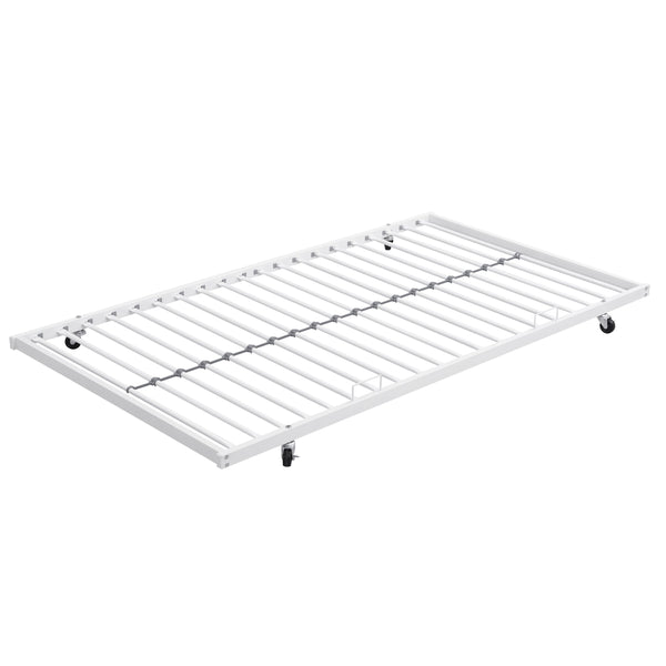 English Elm Twin Over Full Metal Bunk Bed with Trundle, Space-Saving Platform, Built-In Storage & Guardrail Brown+White 80.51 L x 13.98 W x 8.34 H W2297P216479