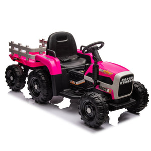 English Elm Ride on Electric Tractor Toy with Trailer 24v 400w Dual Motors Remote Control Led Red W1578P193902
