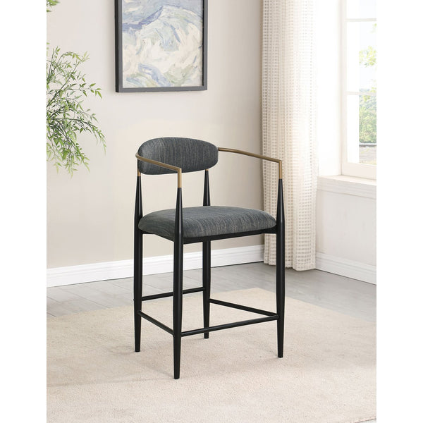 English Elm Renfroe Mid-Century Upholstered Counter Stool Set of 2 with Padded Seat, Open Back & Footrest DARK GREY B062P299973