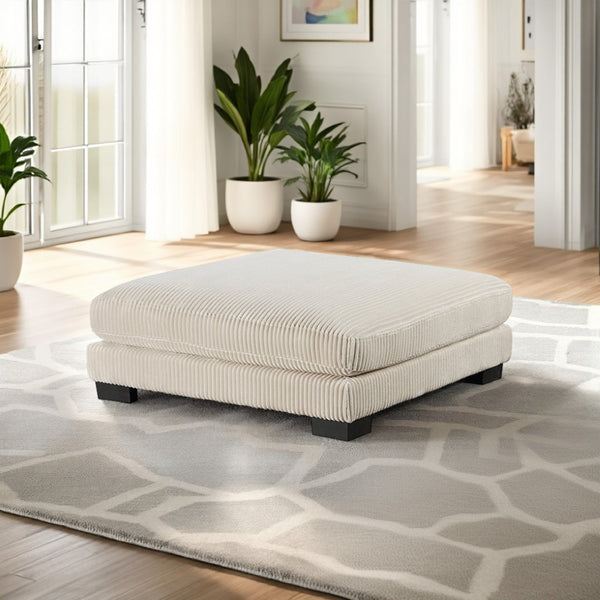 English Elm Rix Large Square Corduroy Ottoman with Wood Frame for Living Room Seating B056P416889