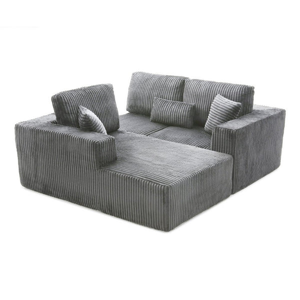 English Elm 109'' Modular Cloud Sectional with Deep Corduroy Cushions for Living Room Lounging W1117S00309