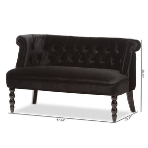 Baxton Studio Baxton Studio Luxurious Black Velvet Victorian 2-Seater Loveseat with Button-Tufted Elegance WS-GK756-Black-LS